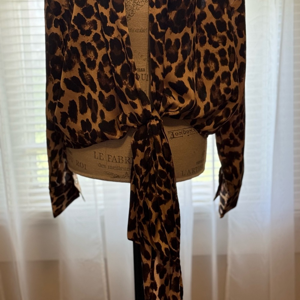 Fashion Nova Animal Print Tie-Front Top